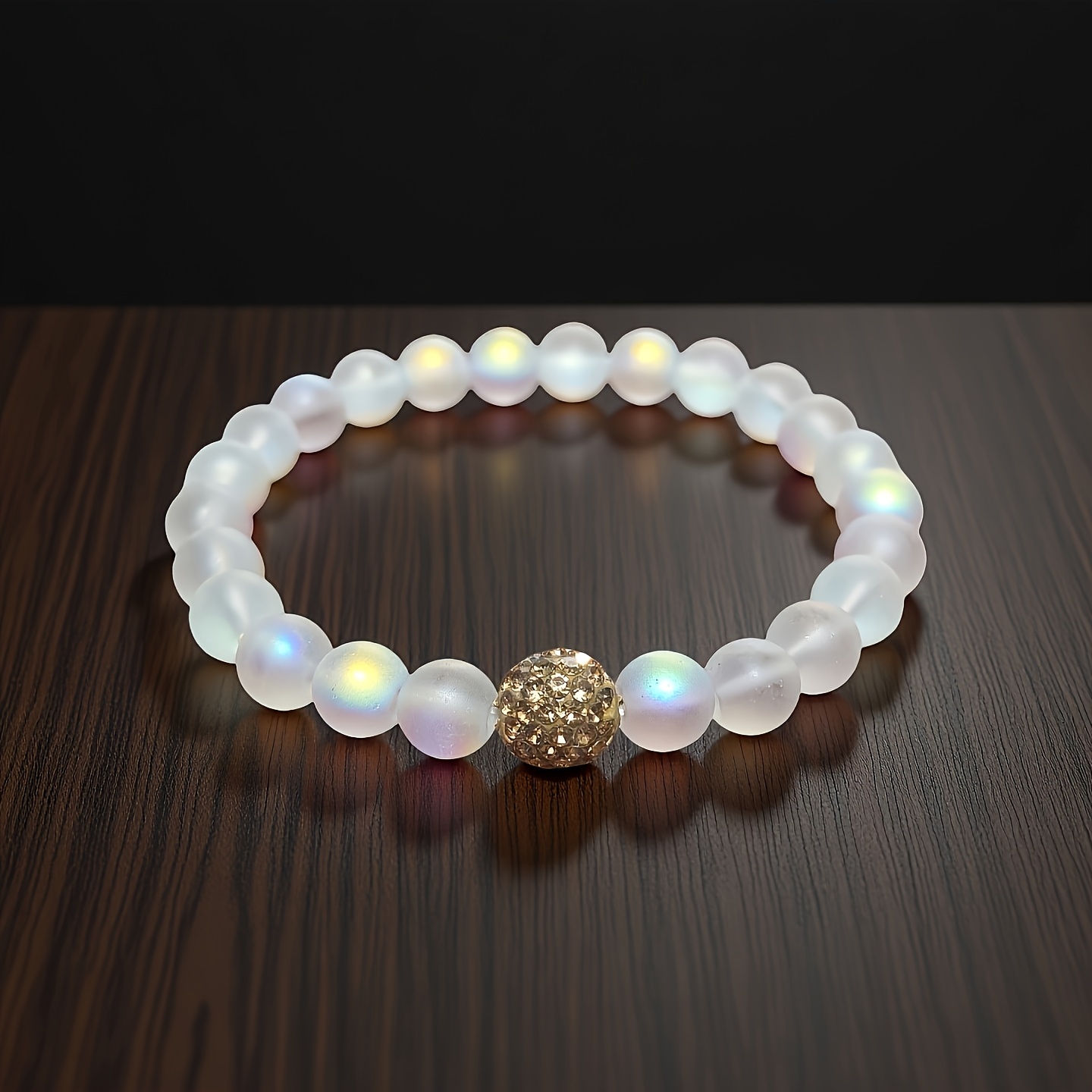 Couple's 1pc Multicolor Frosted Moonstone Beaded Bracelet